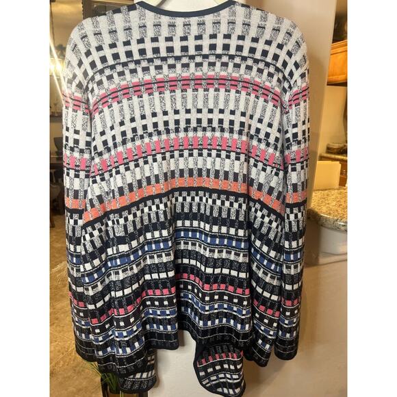 ⭐Nic + Zoe Multi Color Striped Long Sleeve Cardigan Waterfall Jacket Size 3XL - Picture 3 of 4